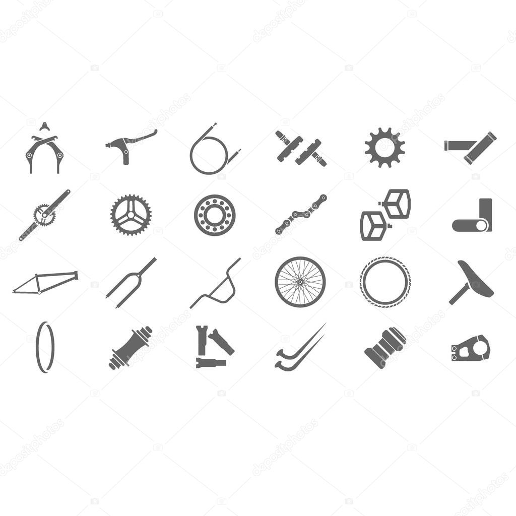 Bmx parts icons for catalog or e-shop menu. Vector bicycle components.