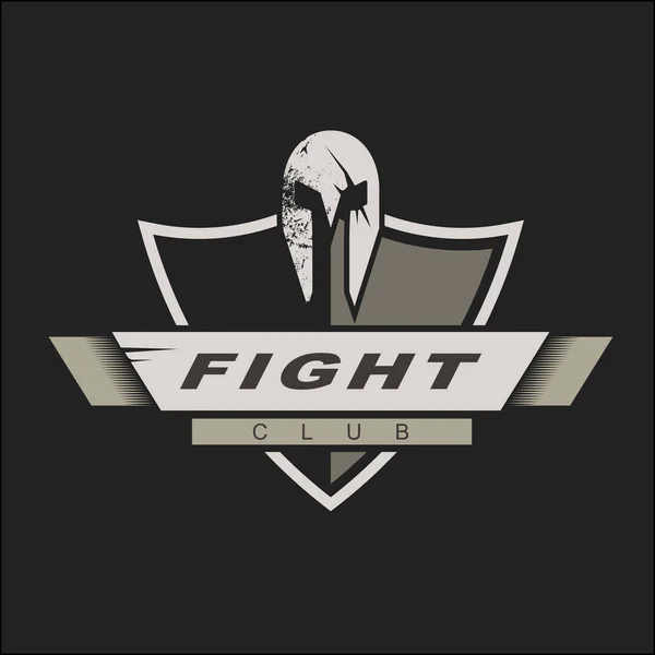 Modèle de logo avec casque et bouclier spartiate. Design de logo de club de combat. Illustration vectorielle. Modèle de logo Knights pour une équipe sportive — Image vectorielle