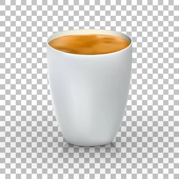 Tasse Kaffee von vorne gesehen. realistische Vektor 3D glänzend weiße Kaffeetasse. isoliert auf transparentem Hintergrund. — Stockvektor