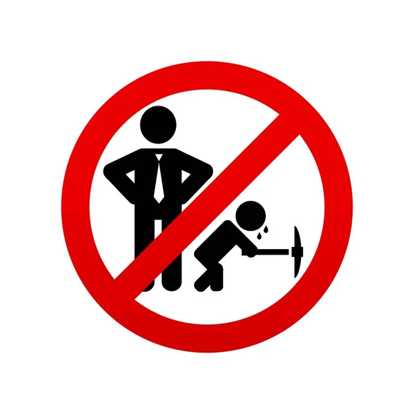 Sin ícono de trabajo infantil. Detener el trabajo infantil. Icono vectorial . — Vector de stock