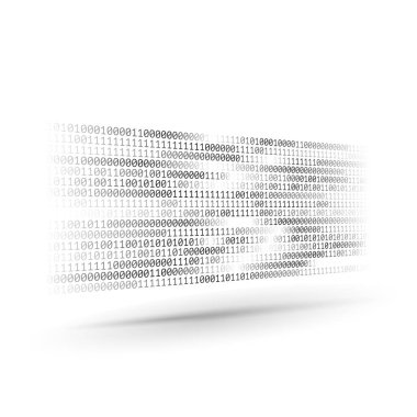 Yarım ton ikili kod. Bilgi ve veri akışı. Soyut bilgisayar teknolojisi geçmişi. Tasarım için dinamik elementler. Kodlama, programlama, yazılım geliştirme. Vektör illüstrasyonu.