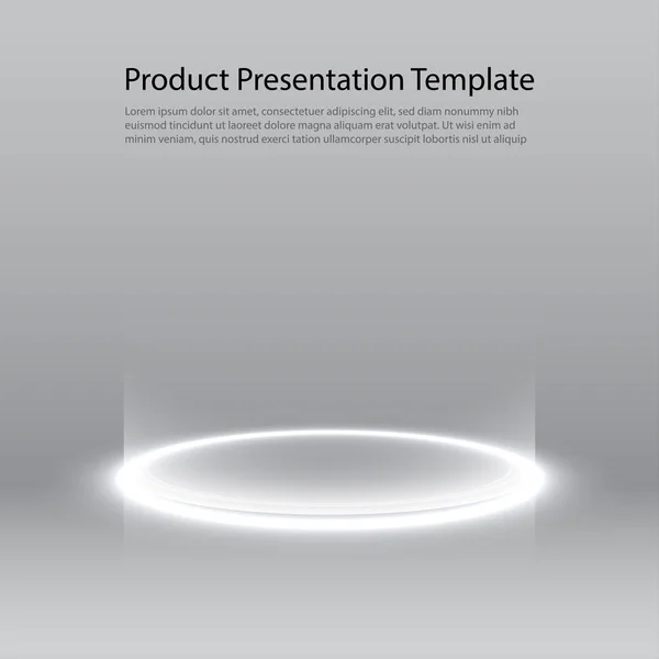 Neon kaidesi. Parlak zeminde parlayan beyaz bir yüzük. Görüntü ürünü için soyut yüksek teknoloji arka planı. Vektör şablonu.