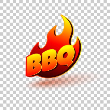 Alevli barbekü metni. Transparan arkaplanda restoran için etiket, logo veya pankart tasarımı.