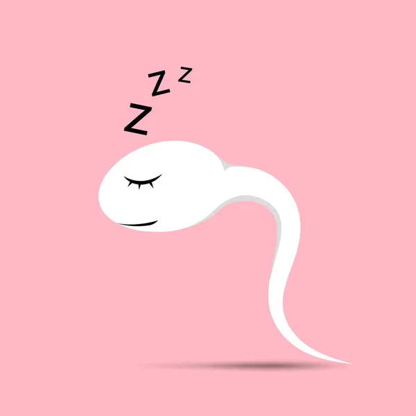 Imagen de dibujos animados de esperma dormido cansado. Ama el concepto de motilidad espermática. Esperma poco saludable. Ilustración . — Foto de Stock