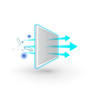 Air purifier. Air filter icon. Solid Particle and Bacterial Filter. clipart