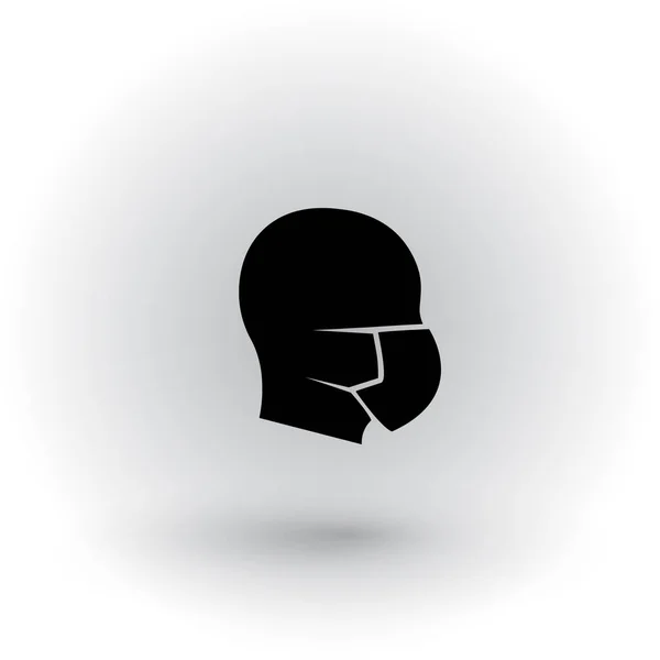 Cabeza humana con máscara médica en el icono del vector facial . — Vector de stock