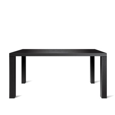 Beyaz arka planda siyah gerçekçi ahşap masa. Nesne sunumu için şablon. Vektör