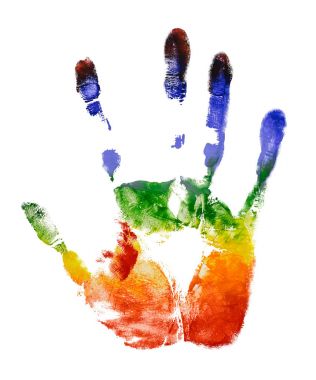 Rainbow colorful right hand print isolate on white background clipart