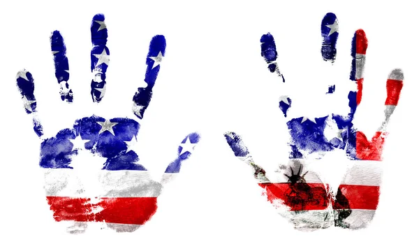 美国和手中的自由女神像的旗帜印。设计节日邮票 — 图库照片