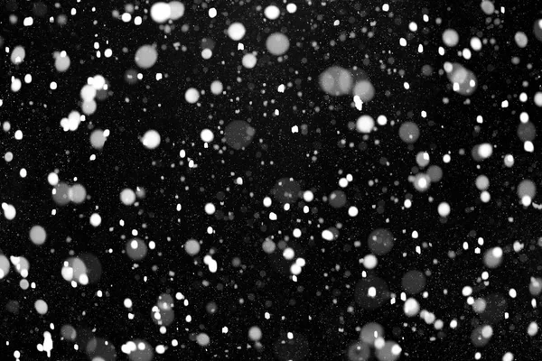 Real snow on black background — Stock Photo, Image
