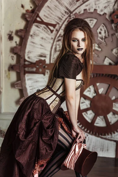 Ritratto di una bella donna steampunk — Foto Stock