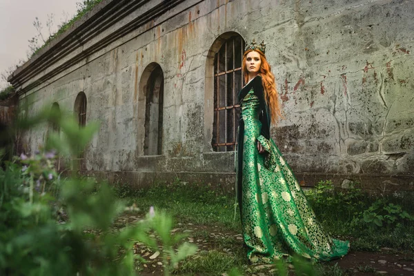 Ginger queen near the castle — Stock Photo, Image