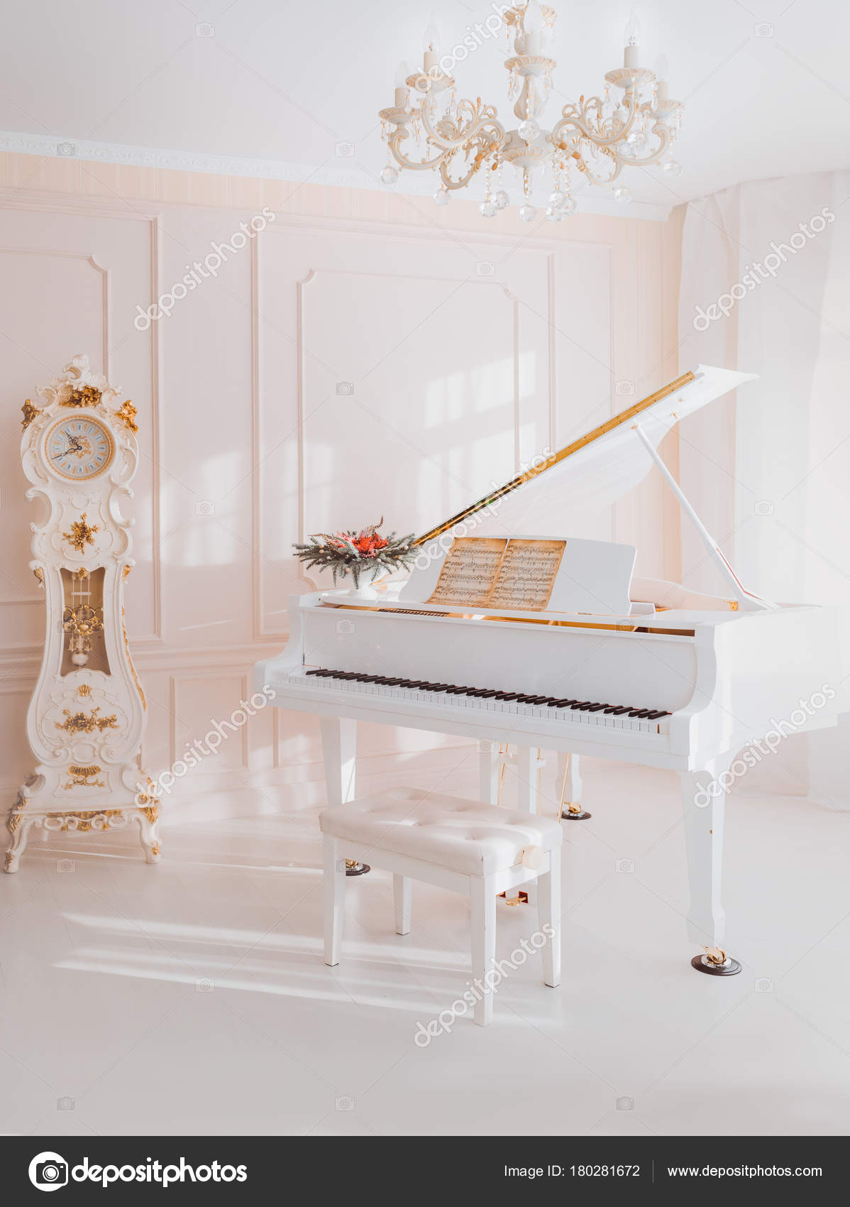 White sale grand piano