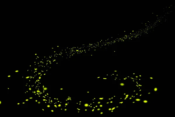 Firefly, lightning bugs op zwarte achtergrond — Stockfoto