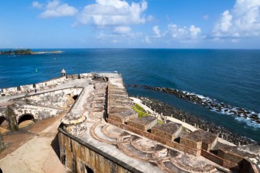 Porto Riko güzel dönüm noktası. Görünümü, fort San Cristobal San Juan, Puerto Rico