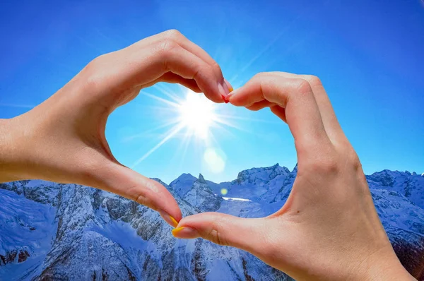 Mountain tourism. Symbol of love. In love with mountains