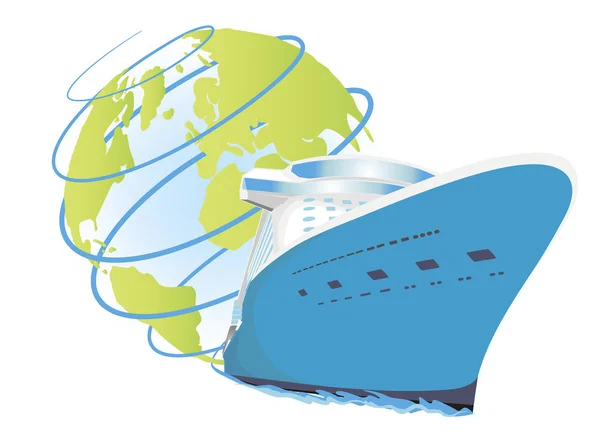 Icône vectorielle de bateau de croisière. Voyage autour du monde . — Image vectorielle