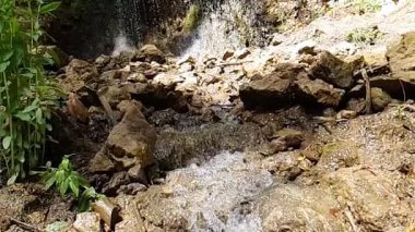 Temiz su taşların arasında akıyor.