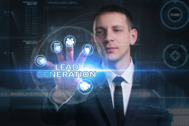 Ekonomi, teknoloji, Internet ve ağ kavramı. Genç busine