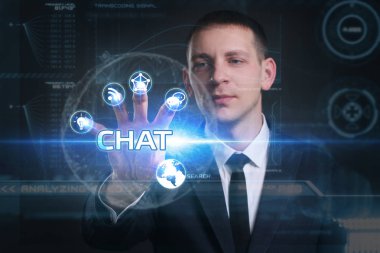 Ekonomi, teknoloji, Internet ve ağ kavramı. Genç busine