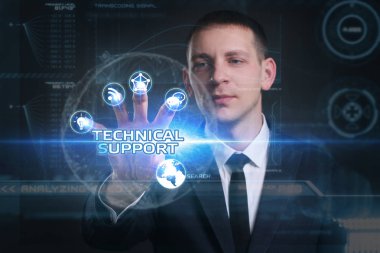 Ekonomi, teknoloji, Internet ve ağ kavramı. Genç busine