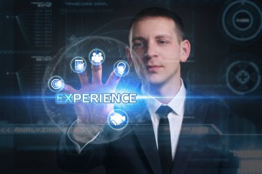 Ekonomi, teknoloji, Internet ve ağ kavramı. Genç busine