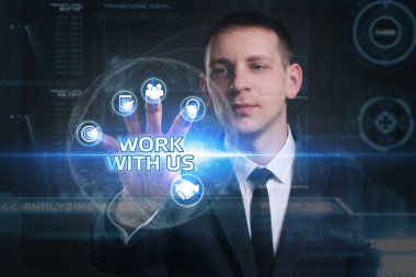 Ekonomi, teknoloji, Internet ve ağ kavramı. Genç busine