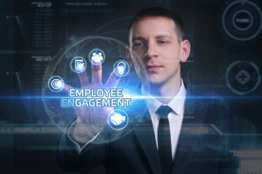 Ekonomi, teknoloji, Internet ve ağ kavramı. Genç busine