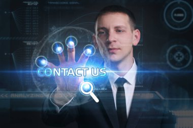 Ekonomi, teknoloji, Internet ve ağ kavramı. Genç busine