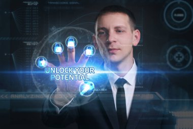 Ekonomi, teknoloji, Internet ve ağ kavramı. Genç busine