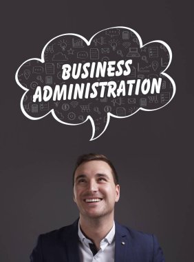 İş, teknoloji, Internet ve pazarlama. Genç işadamı 