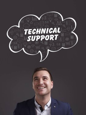 İş, teknoloji, Internet ve pazarlama. Genç işadamı 