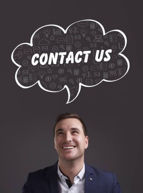 İş, teknoloji, Internet ve pazarlama. Genç işadamı 