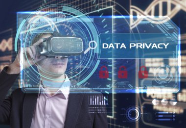 Ekonomi, teknoloji, Internet ve ağ kavramı. Genç busine