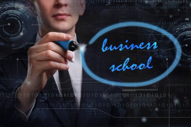 Ekonomi, teknoloji, Internet ve ağ kavramı. Genç busine