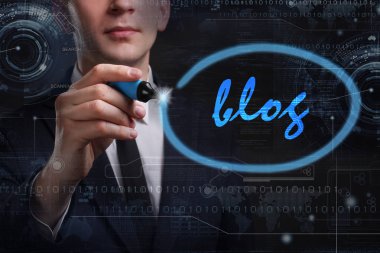 Ekonomi, teknoloji, Internet ve ağ kavramı. Genç busine