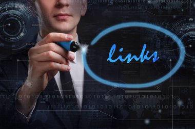 Ekonomi, teknoloji, Internet ve ağ kavramı. Genç busine