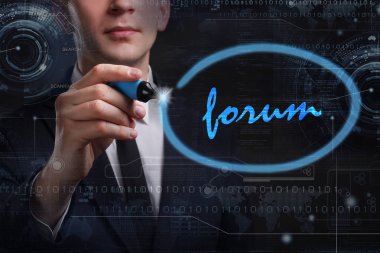 Ekonomi, teknoloji, Internet ve ağ kavramı. Genç busine