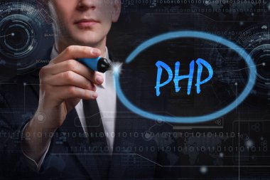 Ekonomi, teknoloji, Internet ve ağ kavramı. Genç busine