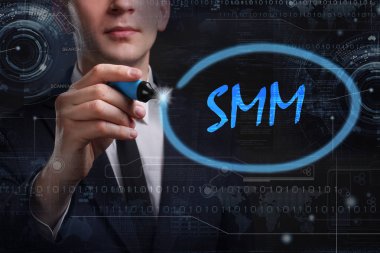 Ekonomi, teknoloji, Internet ve ağ kavramı. Genç busine