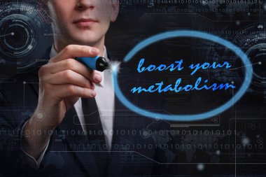 Ekonomi, teknoloji, Internet ve ağ kavramı. Genç busine