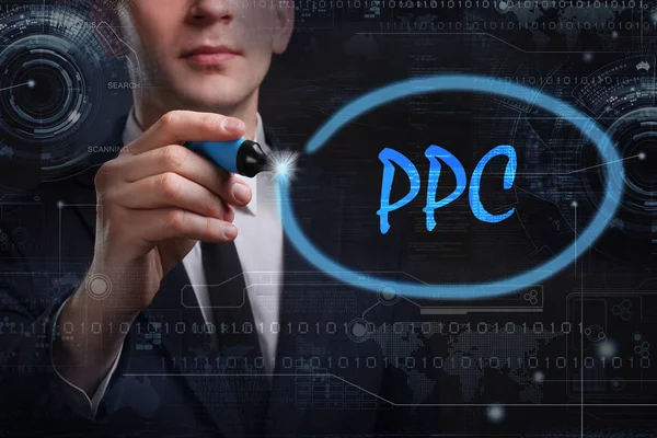 Ekonomi, teknoloji, Internet ve ağ kavramı. Genç busine