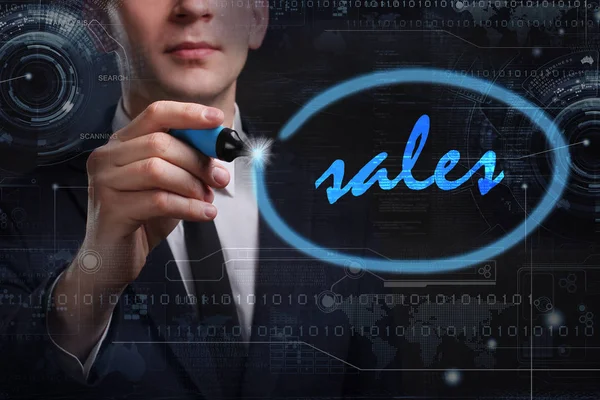 Ekonomi, teknoloji, Internet ve ağ kavramı. Genç busine