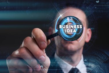 Ekonomi, teknoloji, Internet ve ağ kavramı. Genç busine