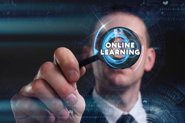 Ekonomi, teknoloji, Internet ve ağ kavramı. Genç busine