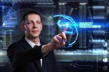 Ekonomi, teknoloji, Internet ve ağ kavramı. Genç busine