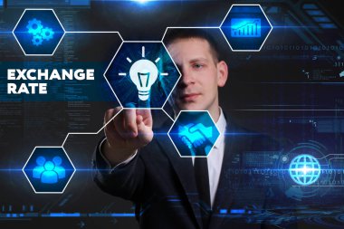 Ekonomi, teknoloji, Internet ve ağ kavramı. Genç busine