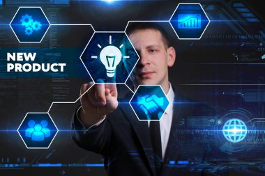 Ekonomi, teknoloji, Internet ve ağ kavramı. Genç busine