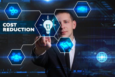 Ekonomi, teknoloji, Internet ve ağ kavramı. Genç busine