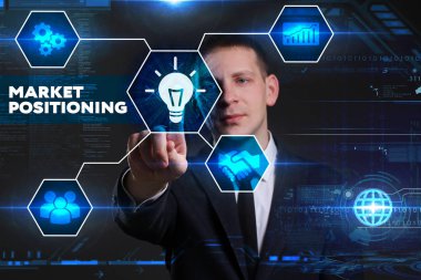 Ekonomi, teknoloji, Internet ve ağ kavramı. Genç busine